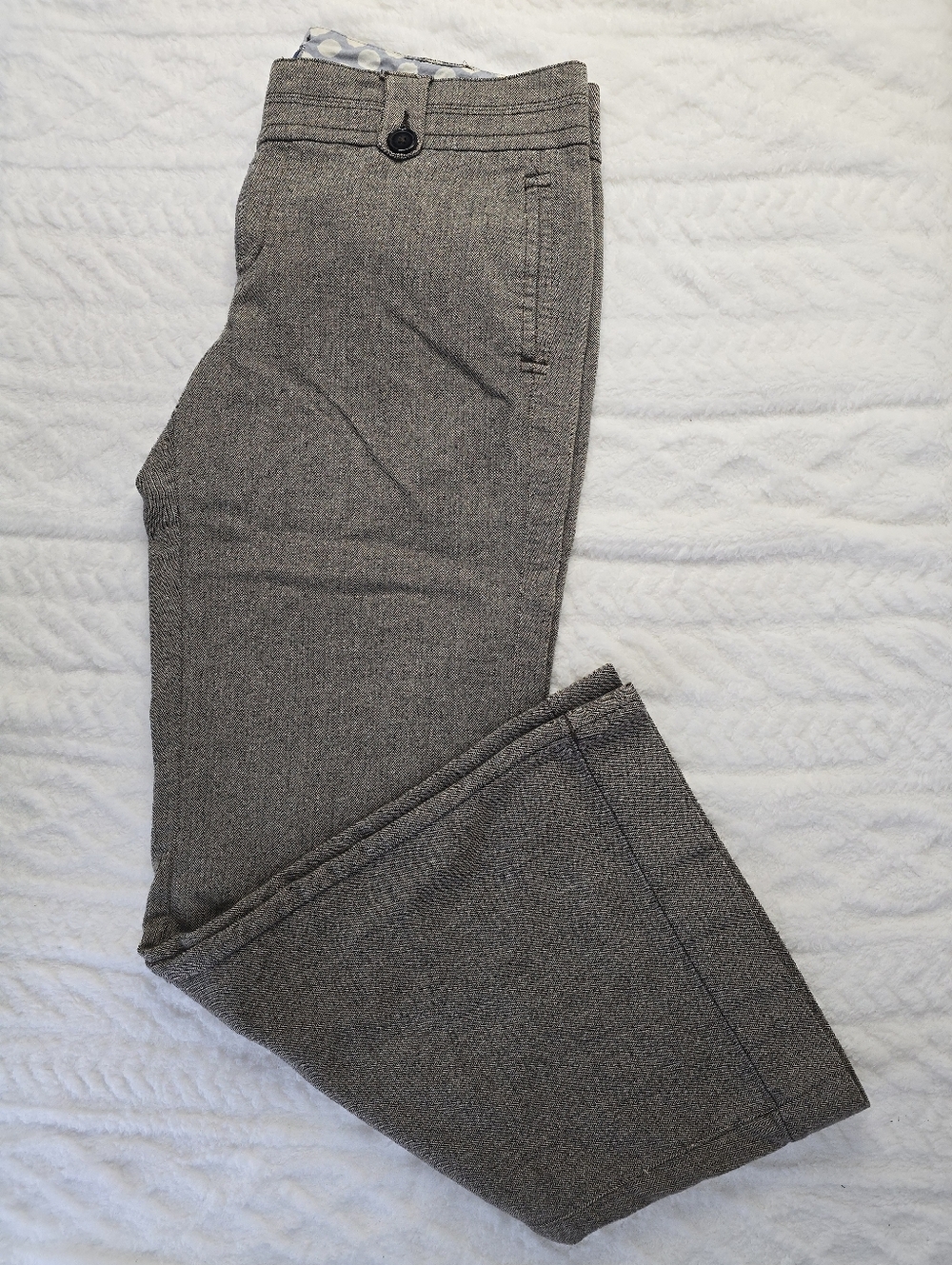 American Eagle Herringbone Dress Pants Button Waist Cuffed Preppy Women's 12